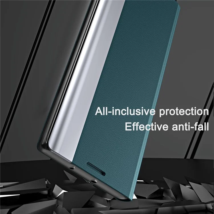 Full Coverage Strong Magnet Leather with PC Inner Folio Flip Plated Stand Case for iPhone 13 Pro Max 6.7 inch - Baby Blue