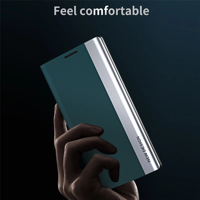 Auto Absorption Anti-Shock Folio Flip Plated Leather Stand Case for iPhone 13 Pro 6.1 inch - Red