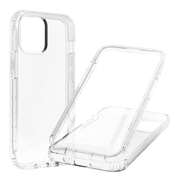 TPU + PC Combo Transparent LA1 Series Gradient 3-in-1 Hybrid Case with Built-in PET Screen Protector for iPhone 13 Pro 6.1 inch - Transparent
