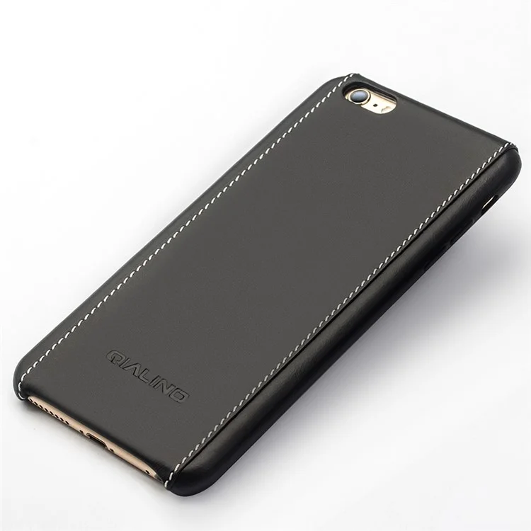 QIALINO Genuine Leather Coated Hard Back Case for iPhone 6s/6 - Plain Pattern with White Stitching