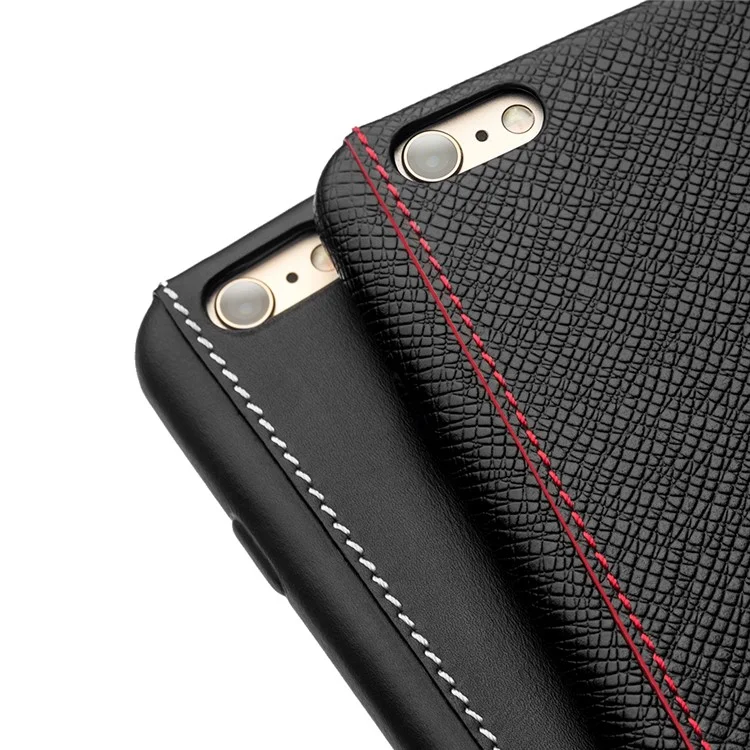 QIALINO Genuine Leather Coated Hard Back Case for iPhone 6s/6 - Plain Pattern with White Stitching
