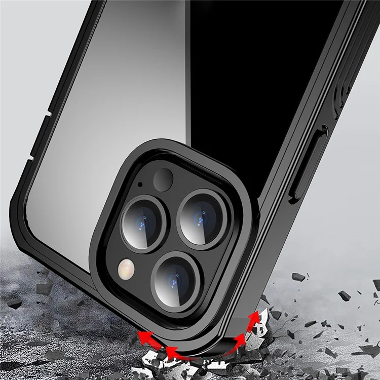 For iPhone 13 Pro Max 6.7 inch PET Screen Protector Shock Absorption Phone Case Full-Body Protection Hard PC Back Cover