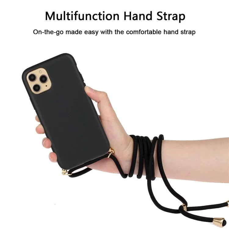 For iPhone 13 Pro 6.1 inch Natural Eco-Friendly Wheat Straw + TPU Slim Case with Multi-function Strap - Black