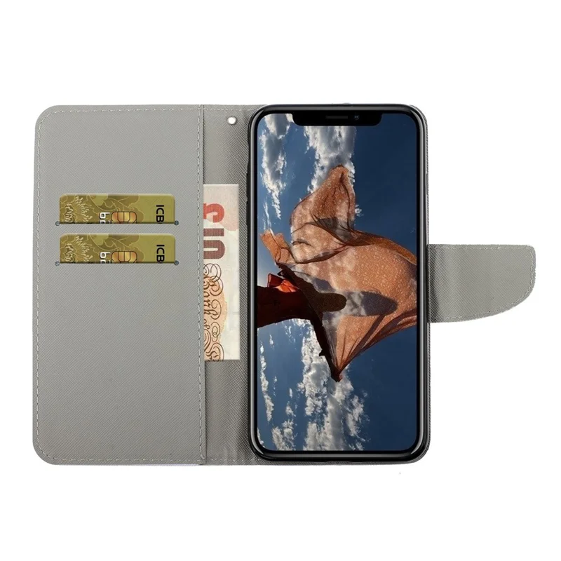 Cross Texture Pattern Printing PU Leather Wallet Stand Phone Case for iPhone 13 Pro 6.1 inch - Monkey