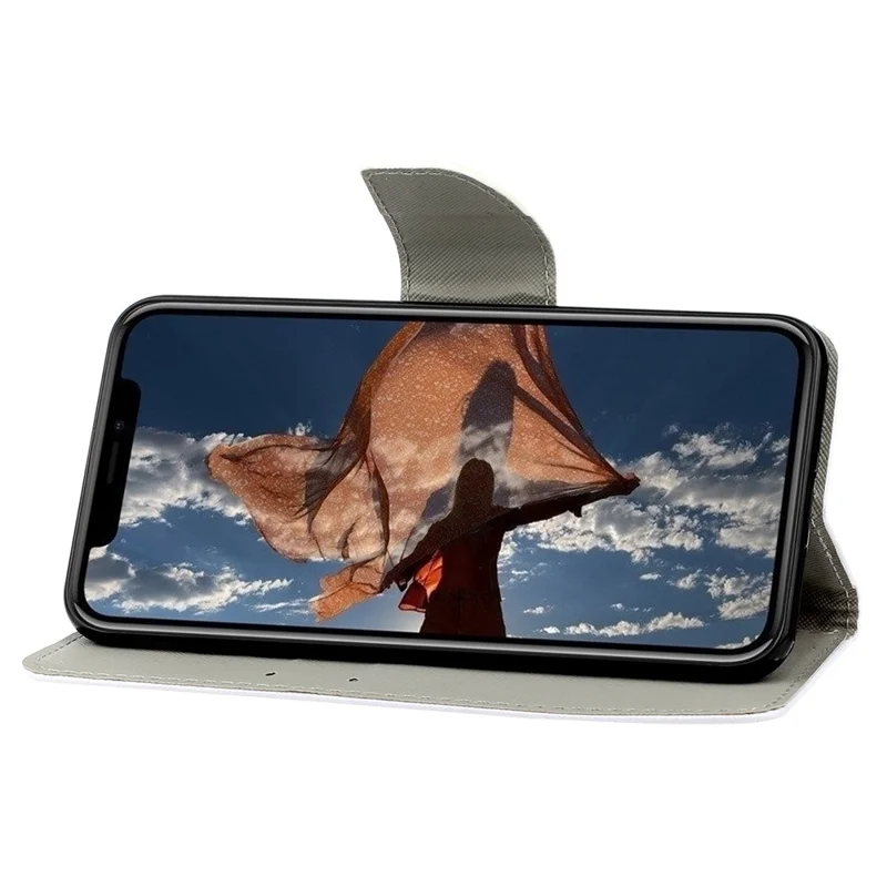 Card Slots Shockproof Pattern-Printing Handy Strap Leather Cell Case with Wallet and Stand for iPhone 13 Pro Max 6.7 inch - Gold Butterfly