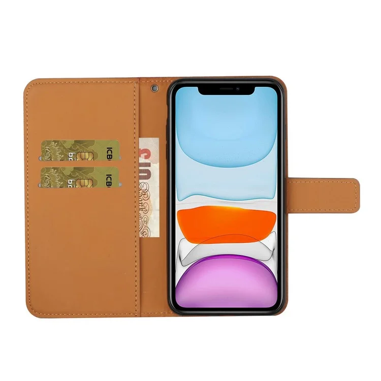 Ethnic Style Imprinted Flower Wallet Leather Case with Stand for iPhone 13 Pro 6.1 inch - Brown