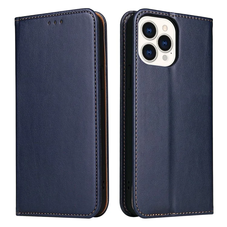 PU Leather Texture Wallet Card Slots Stand Design Phone Case for iPhone 13 Pro 6.1 inch - Blue