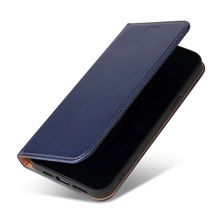 PU Leather Texture Wallet Card Slots Stand Design Phone Case for iPhone 13 Pro 6.1 inch - Blue