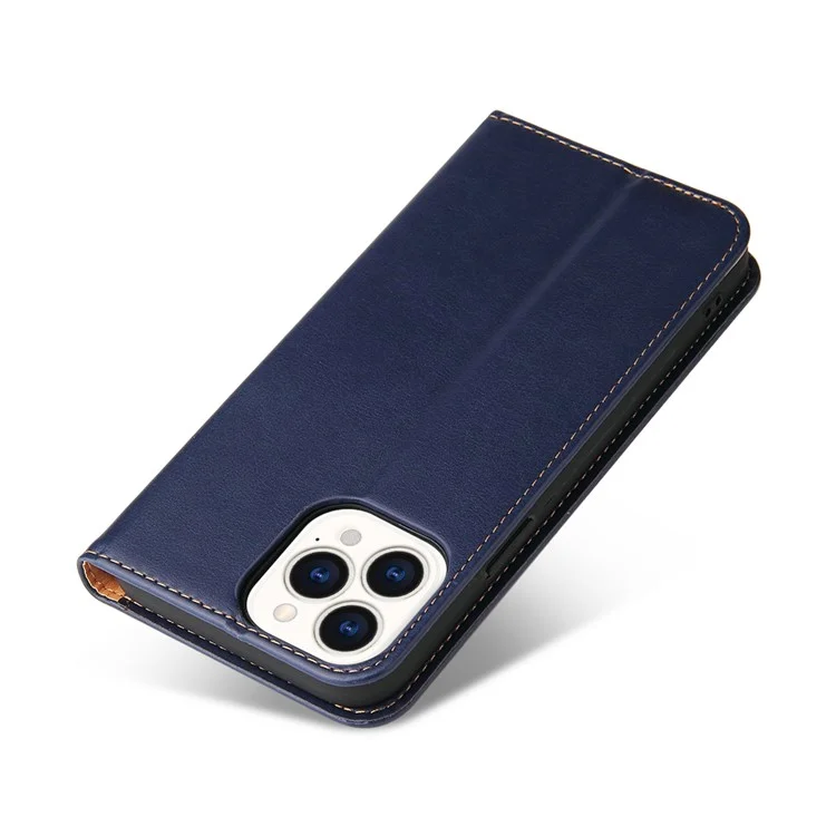 PU Leather Texture Wallet Card Slots Stand Design Phone Case for iPhone 13 Pro 6.1 inch - Blue