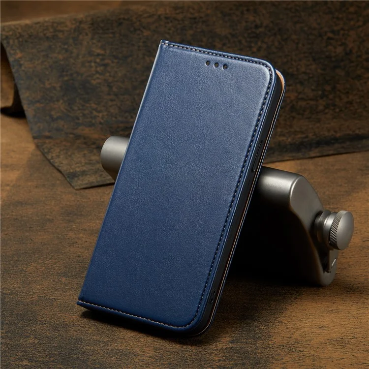 PU Leather Texture Wallet Card Slots Stand Design Phone Case for iPhone 13 Pro 6.1 inch - Blue