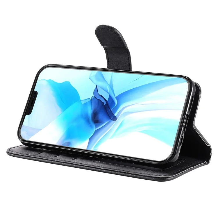 For iPhone 12  / 12 Pro Case 2 in 1 Detachable Magnetic Leather Wallet Mobile Cover with Strap - Black