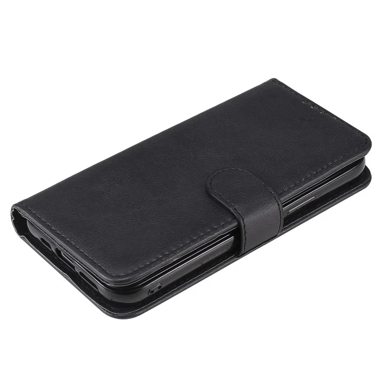 For iPhone 12  / 12 Pro Case 2 in 1 Detachable Magnetic Leather Wallet Mobile Cover with Strap - Black