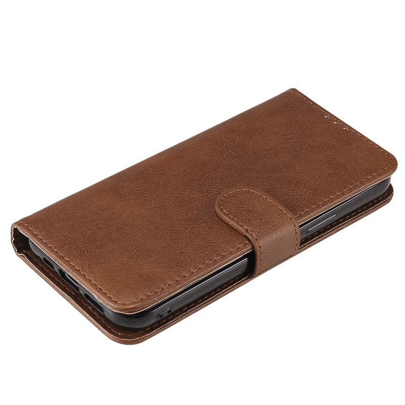 For iPhone 12  / 12 Pro Case 2 in 1 Detachable Magnetic Leather Wallet Mobile Cover with Strap - Brown