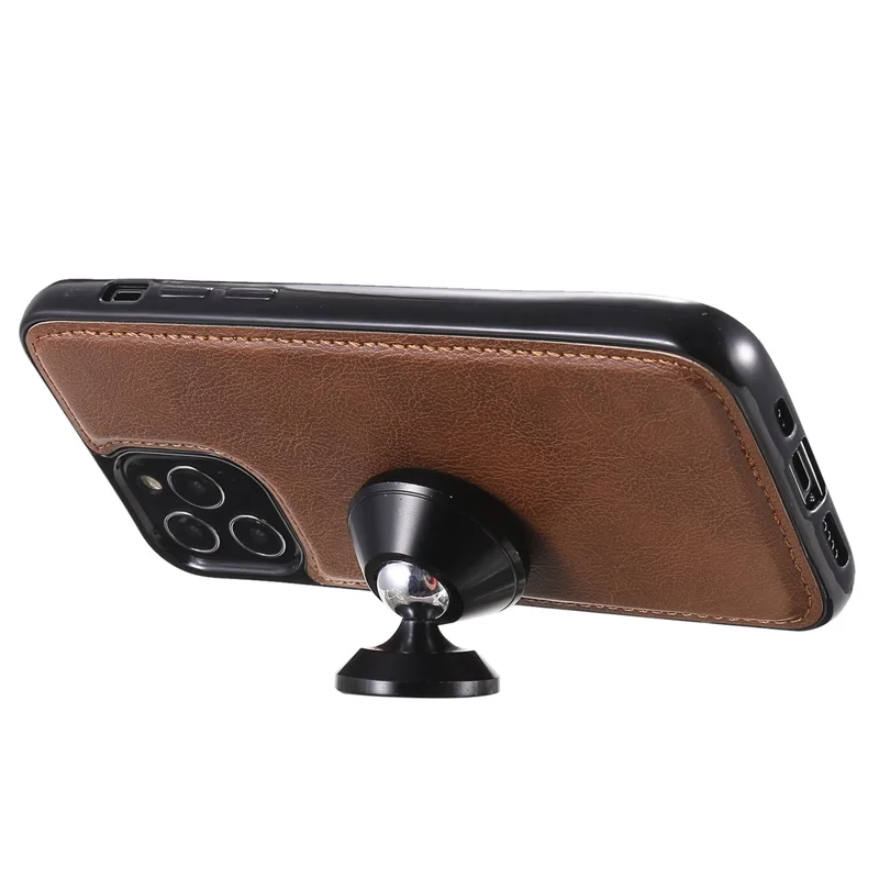 For iPhone 12  / 12 Pro Case 2 in 1 Detachable Magnetic Leather Wallet Mobile Cover with Strap - Brown