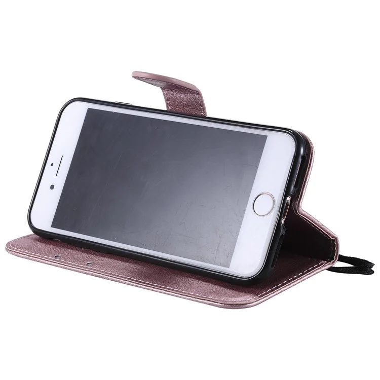 Série KT Leather-2 Anti-chute Magnétique Détachable Conception 2-en-1 Porte-cartes en Cuir Housse pour iPhone 7 4,7 pouces/8 4,7 pouces/SE (2020)/SE (2022) - Or Rose