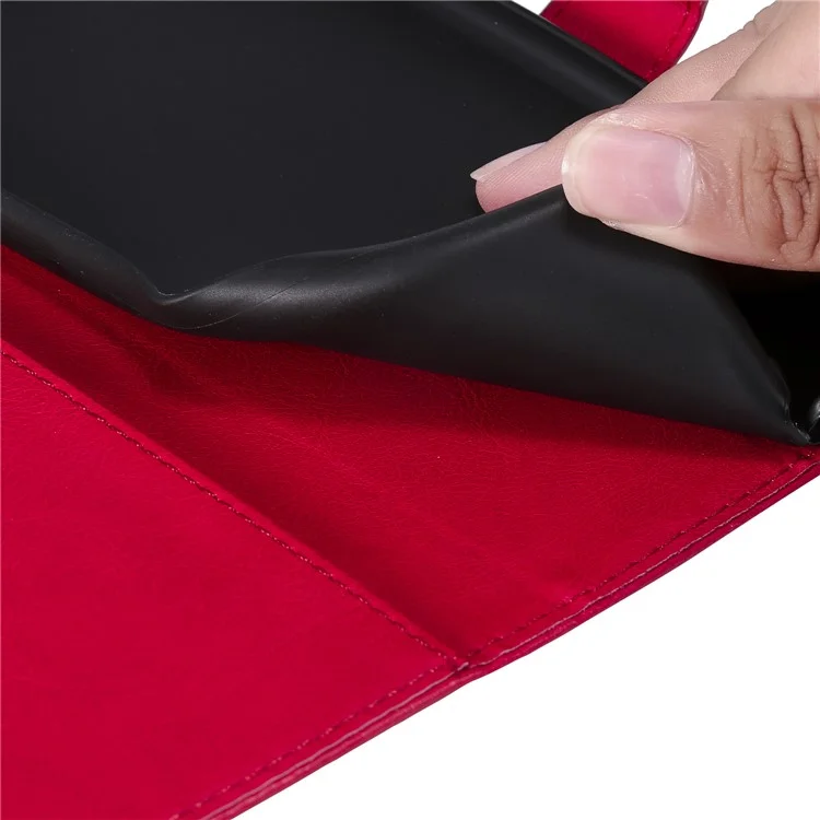 For iPhone 7 Plus 5.5 inch / 8 Plus 5.5 inch Case Solid Color Leather Mobile Cover Wallet Stand with Strap - Red