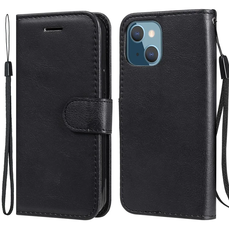 Capa de Proteção Carteira de Couro Sintético e PU com Stand para iPhone 13 mini 5.4 polegadas - Preto