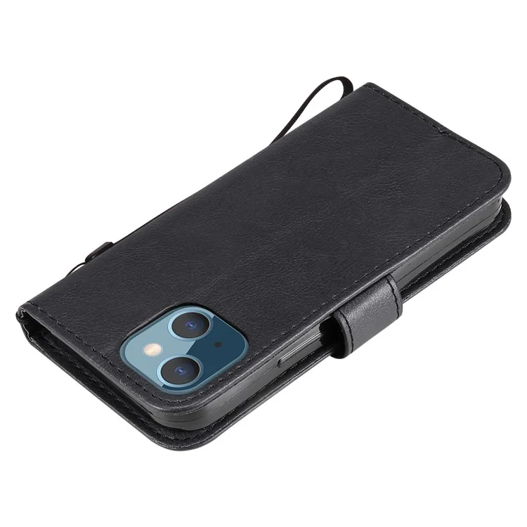 Capa de Proteção Carteira de Couro Sintético e PU com Stand para iPhone 13 mini 5.4 polegadas - Preto