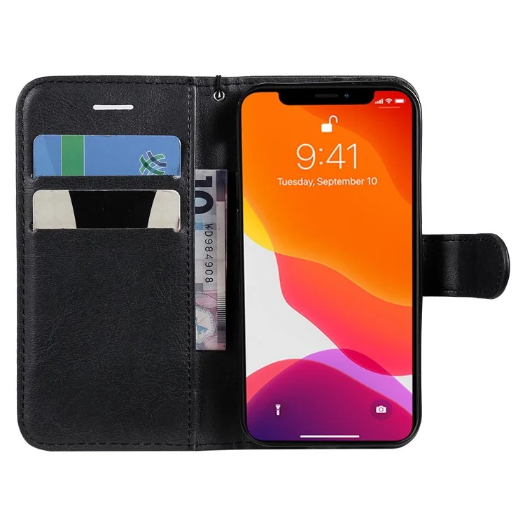 Capa de Proteção Carteira de Couro Sintético e PU com Stand para iPhone 13 mini 5.4 polegadas - Preto