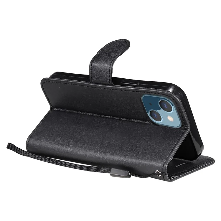 Capa de Proteção Carteira de Couro Sintético e PU com Stand para iPhone 13 mini 5.4 polegadas - Preto