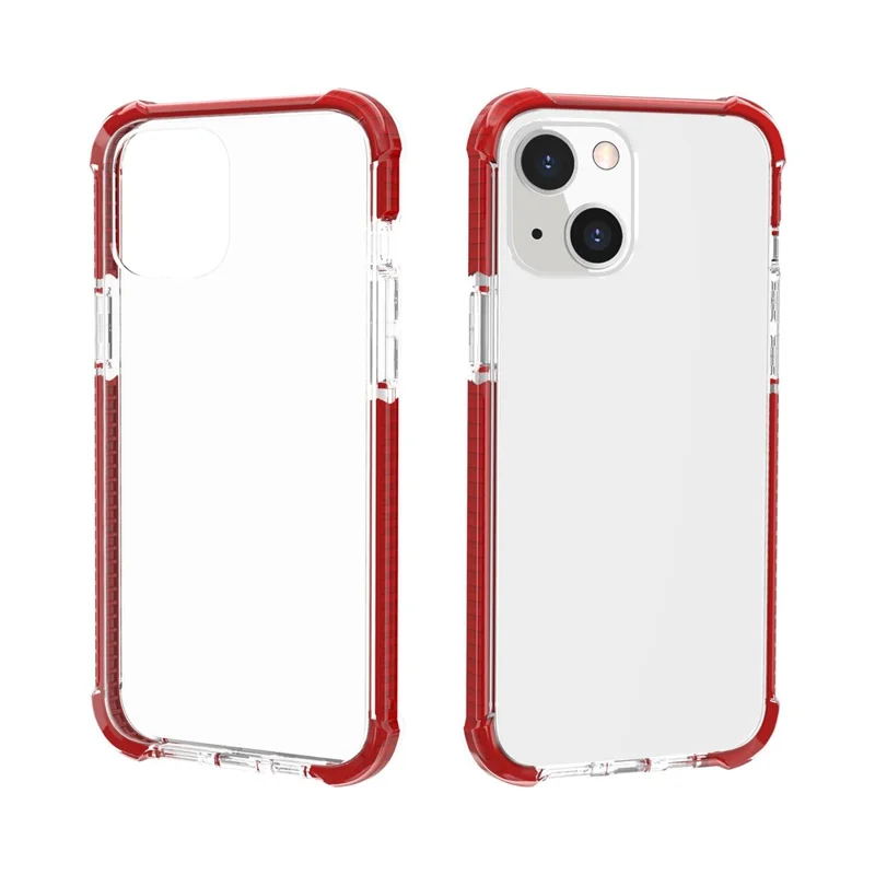 Acrylic Shockproof Protective Transparent Thickened Four Corners Phone Case Case for Apple iPhone 13 mini 5.4 inch - Red