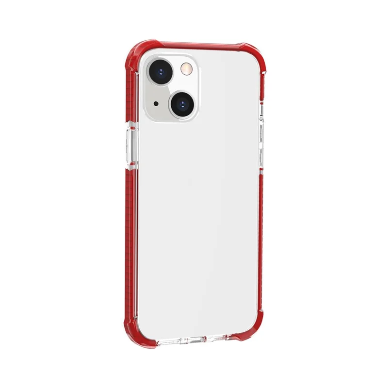 Acrylic Shockproof Protective Transparent Thickened Four Corners Phone Case Case for Apple iPhone 13 mini 5.4 inch - Red