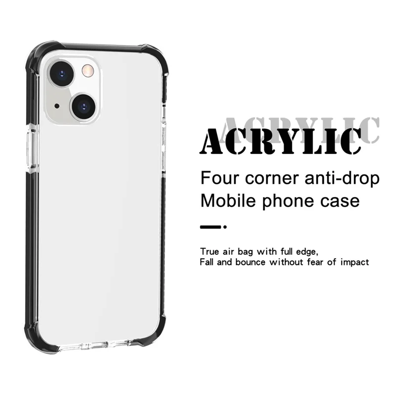 Acrylic Shockproof Protective Transparent Thickened Four Corners Phone Case Case for Apple iPhone 13 mini 5.4 inch - Red