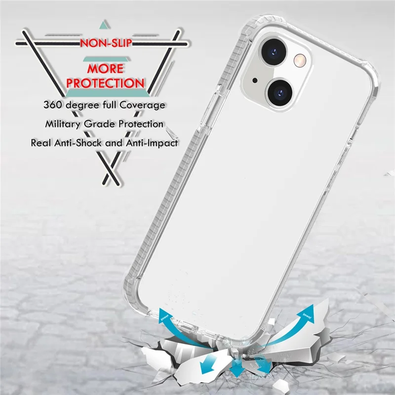 Acrylic Shockproof Protective Transparent Thickened Four Corners Phone Case Case for Apple iPhone 13 mini 5.4 inch - Red