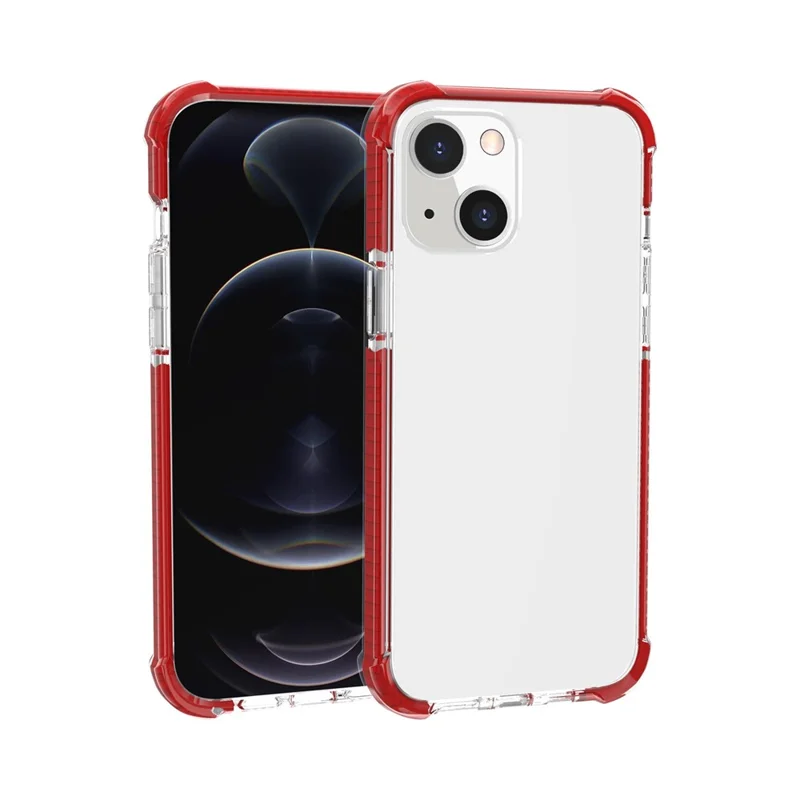 Acrylic Shockproof Protective Transparent Thickened Four Corners Phone Case Case for Apple iPhone 13 mini 5.4 inch - Red