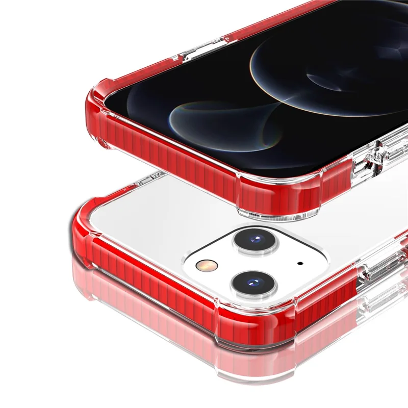 Acrylic Shockproof Protective Transparent Thickened Four Corners Phone Case Case for Apple iPhone 13 mini 5.4 inch - Red