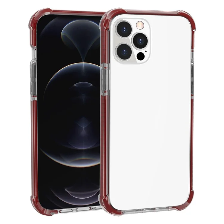 Transparent Acryl Verdickte Vier Ecken Klären Stoßfestes Telefonkasten Für Apple IPhone 13 Pro 6,1 Zoll - Grau / Orange