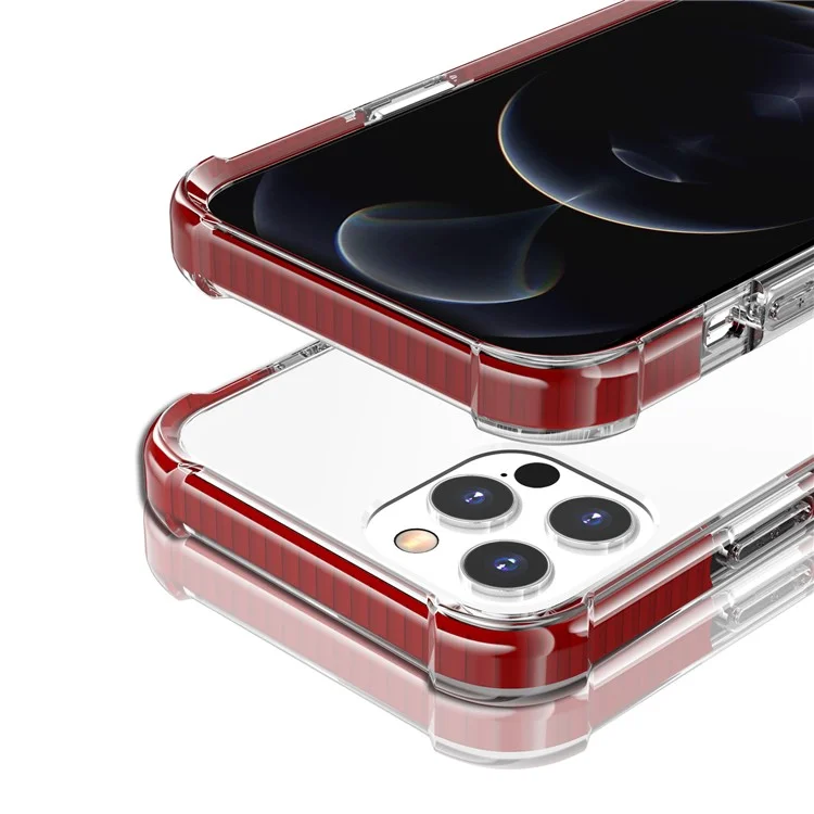 Transparent Acryl Verdickte Vier Ecken Klären Stoßfestes Telefonkasten Für Apple IPhone 13 Pro 6,1 Zoll - Grau / Orange