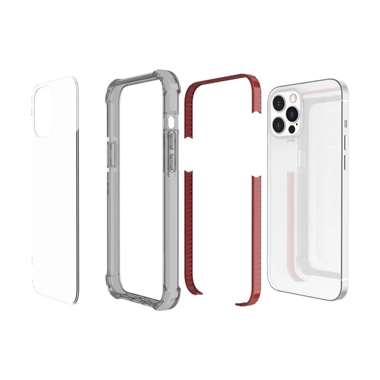 Transparent Acryl Verdickte Vier Ecken Klären Stoßfestes Telefonkasten Für Apple IPhone 13 Pro 6,1 Zoll - Grau / Orange