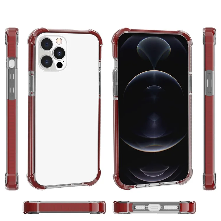 Transparent Acryl Verdickte Vier Ecken Klären Stoßfestes Telefonkasten Für Apple IPhone 13 Pro 6,1 Zoll - Grau / Orange