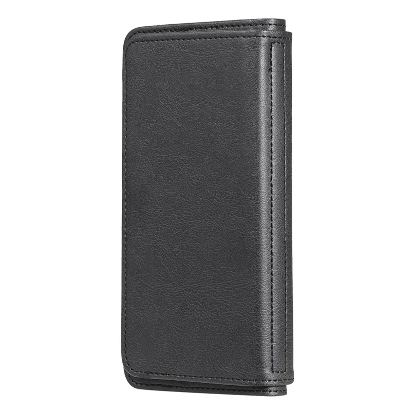 For iPhone 13 Pro Max Leather Case with 10 Card Holder Phone Cover Stand - Black