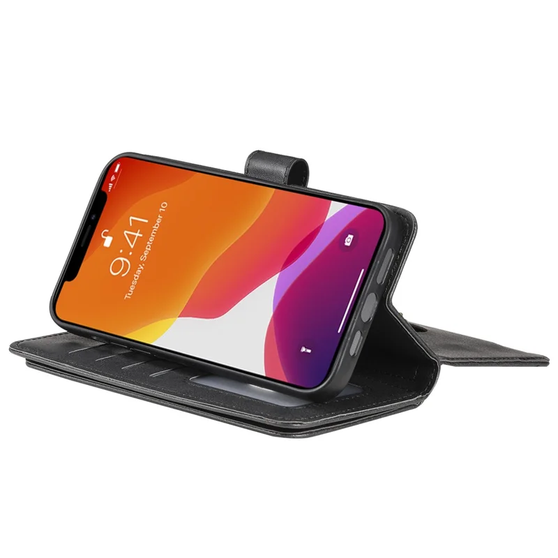 For iPhone 13 Pro Max Leather Case with 10 Card Holder Phone Cover Stand - Black
