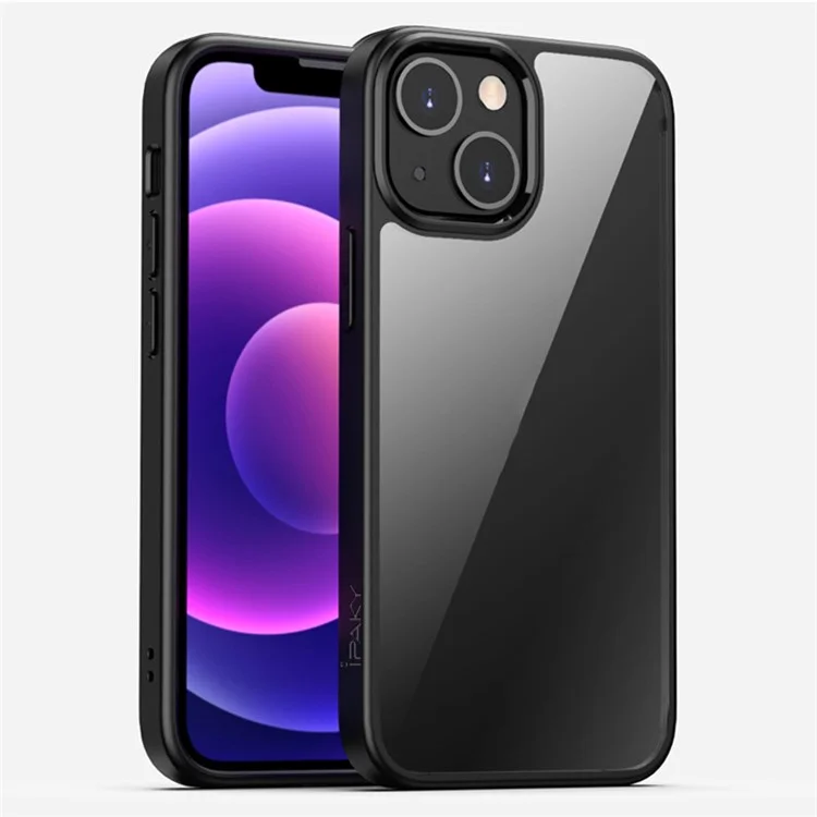 IPAKY PC + TPU Hybrid Cell Phone Case Clear Back Cover Shell Protector for iPhone 13 Pro 6.1 inch - Black