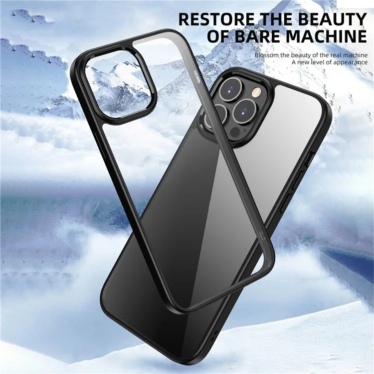 IPAKY PC + TPU Hybrid Cell Phone Case Clear Back Cover Shell Protector for iPhone 13 Pro 6.1 inch - Black