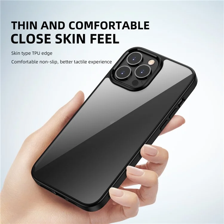 IPAKY PC + TPU Hybrid Cell Phone Case Clear Back Cover Shell Protector for iPhone 13 Pro 6.1 inch - Black