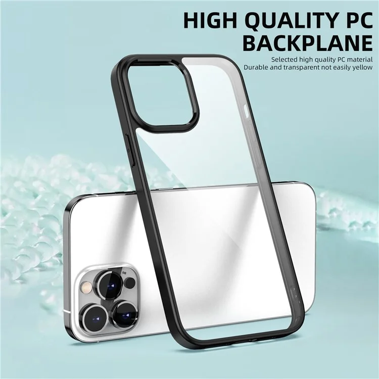 IPAKY PC + TPU Hybrid Cell Phone Case Clear Back Cover Shell Protector for iPhone 13 Pro 6.1 inch - Black