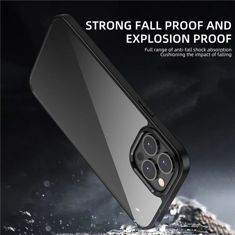 IPAKY PC + TPU Hybrid Cell Phone Case Clear Back Cover Shell Protector for iPhone 13 Pro 6.1 inch - Black