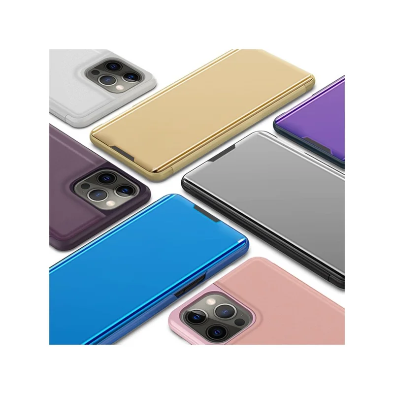For iPhone 13 Pro Max Flip Leather Cover with Stand Full Body Protective Phone Case - Rose Gold