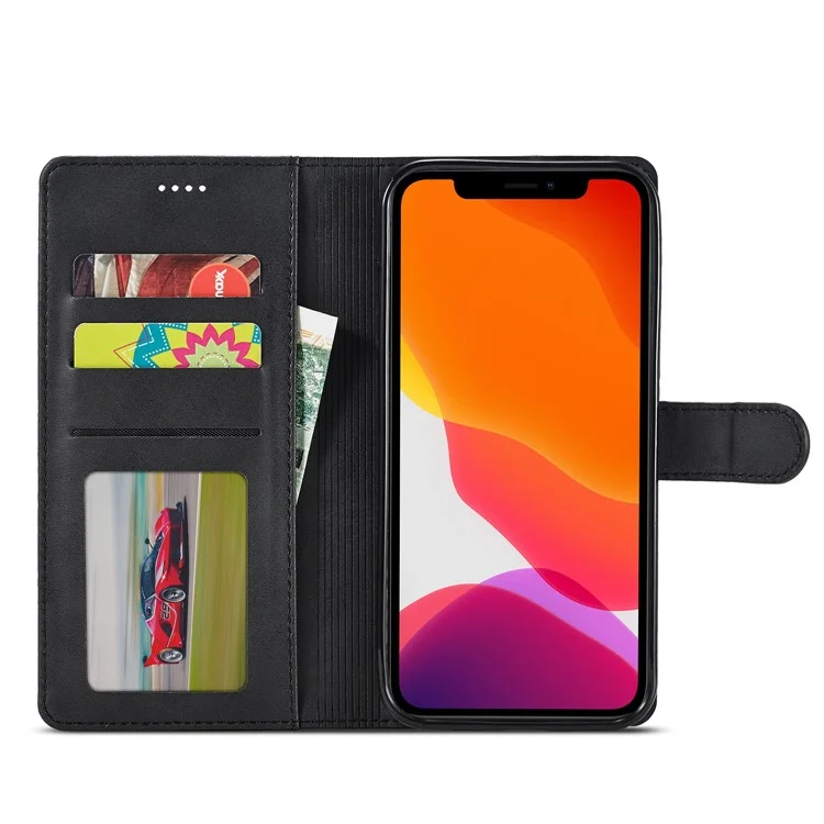 Lc. Imeeke PU Leder Telefonschutzhülle Für Iphone 13 6,1 Zoll Folio Flip Wallet Card Slots Stand Design Design - Schwarz