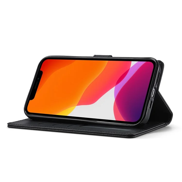 LC.IMEEKE Drop-proof Full Protection PU Leather Wallet Stand Phone Case Cover per Samsung Galaxy A12 - Nero