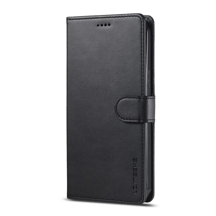 LC.IMEEKE Drop-proof Full Protection PU Leather Wallet Stand Phone Case Cover for Samsung Galaxy A12 - Black