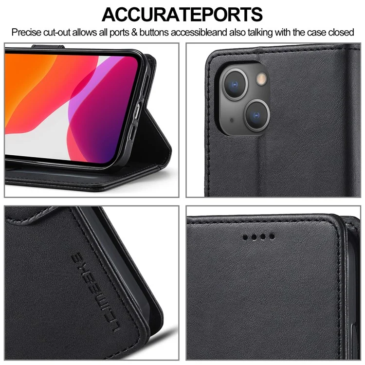 LC.IMEEKE Drop-proof Full Protection PU Leather Wallet Stand Phone Case Cover for Samsung Galaxy A12 - Black