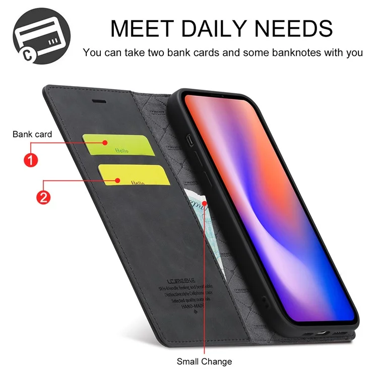 Lc. Imeeke LC Strong Magnetic Series Wallet Stand Design Schockdes Leder -handy -hülle Für Iphone 13 Pro 6,1 Zoll - Schwarz