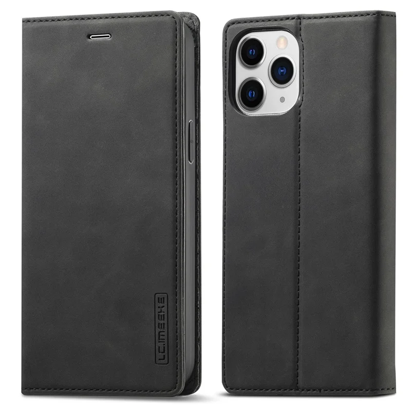 LC.IMEEKE LC Strong Magnetic Series Auto-absorbed Leather Stand Phone Shell with Wallet for iPhone 13 Pro Max 6.7 inch - Black
