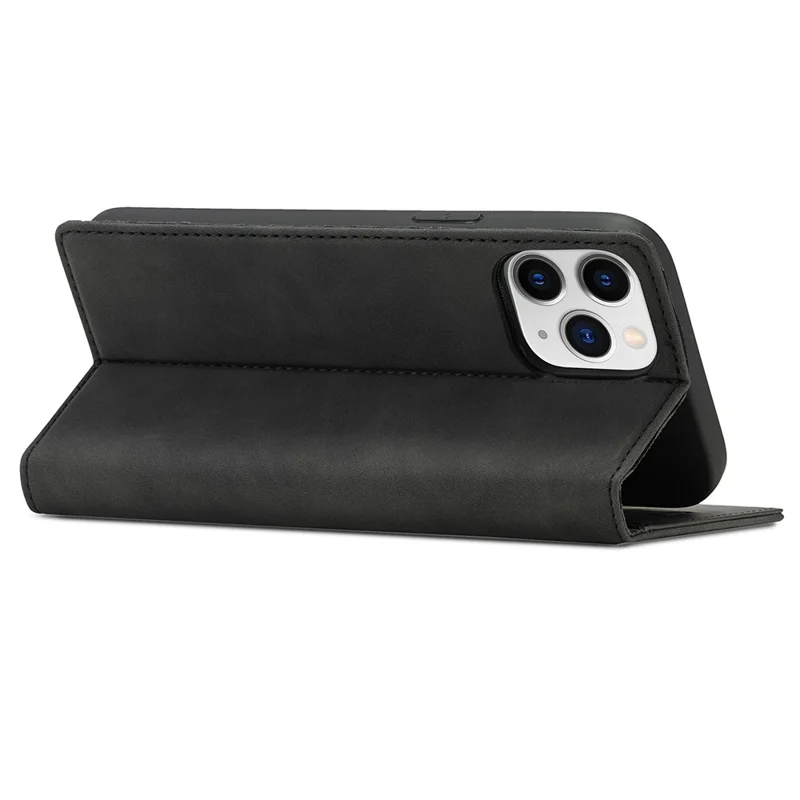 LC.IMEEKE LC Strong Magnetic Series Auto-absorbed Leather Stand Phone Shell with Wallet for iPhone 13 Pro Max 6.7 inch - Black