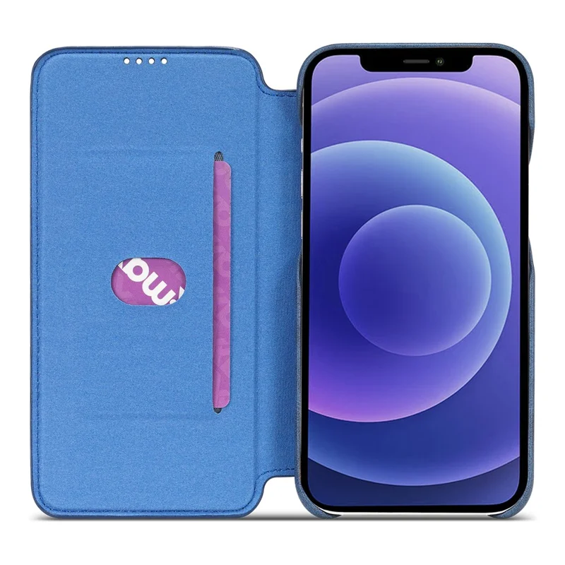 LC.IMEEKE Retro Style Card Holder Stand Design Leather Phone Case Cover for iPhone 13 6.1 inch - Blue